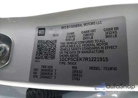 2024 Chevrolet Colorado 2Wd Lt из США, поврежденный, VIN 1GCPSCEK7R1221915